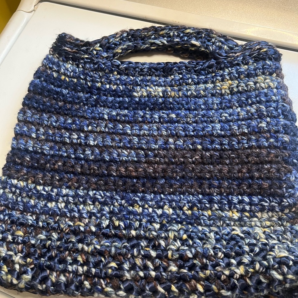 Handcrafted Blue Crochet / knitted tote bag